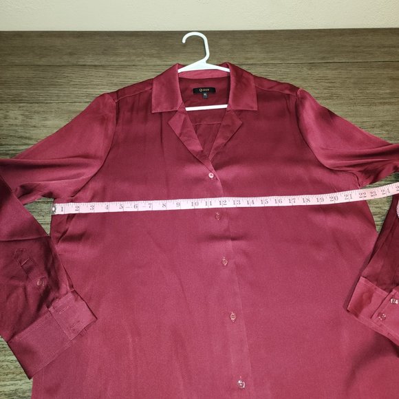 Quince Washable Stretch Silk Notch Collar Blouse NWT Burgundy XL - Picture 3 of 7